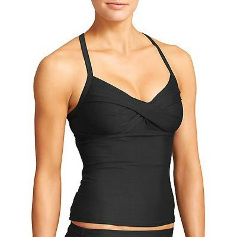 NWT Athleta Black Twister Tankini Swim Bathing Suit Top Women Size 32D/DD Tall